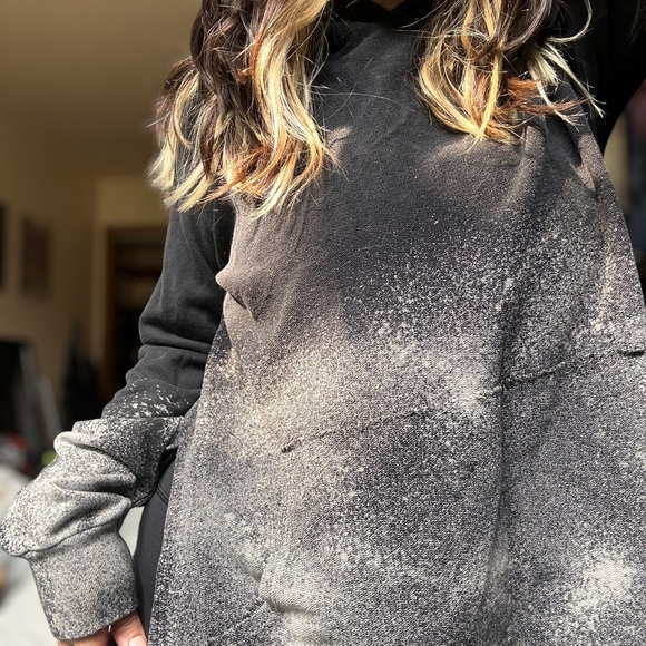 mono speckled fade dip dye hoodie hooded oversized sweater unisex medium - Picture 4 of 5